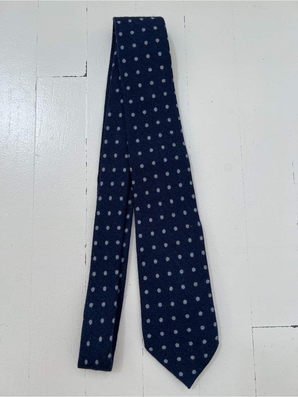 Suitsupply Navy Wool Polka Dot Tie